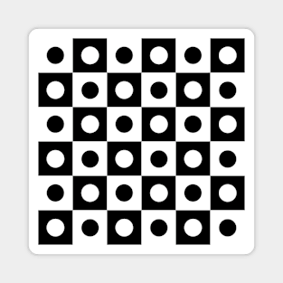 Black and White Polka Dot Patchwork Pattern Magnet