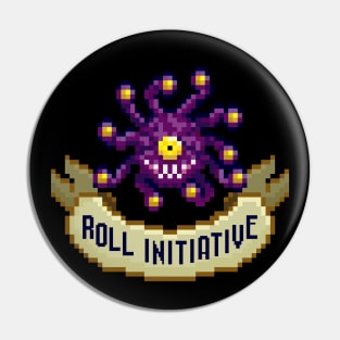 Roll Initiative Beholder 8 Bit Retro Pixel Art Pin