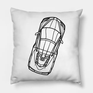 Black C8 racecar Silhouette Outline Supercar Sports car Racing car Pillow