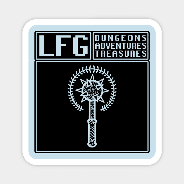 LFG Looking For Group Cleric Priest Mace Screen Dungeon Tabletop RPG TTRPG Magnet by GraviTeeGraphics