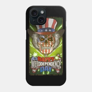 Uncle Sam Skull, Weed, Weed Culture, Happy weeddependence Day Phone Case