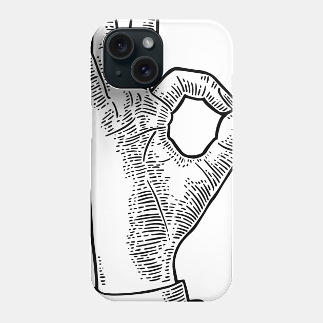 OKAY: Hand Symbol Sign (Black) Phone Case by cosmicapparel