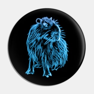 Blue glowing capybara Pin