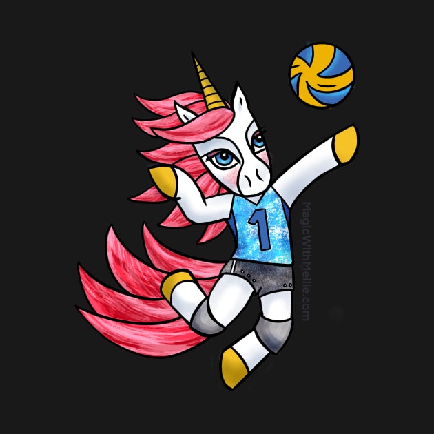 Jumping Volleyball Unicorn - Original Illustration by mellierosetest