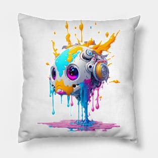 robot head dripping Pillow