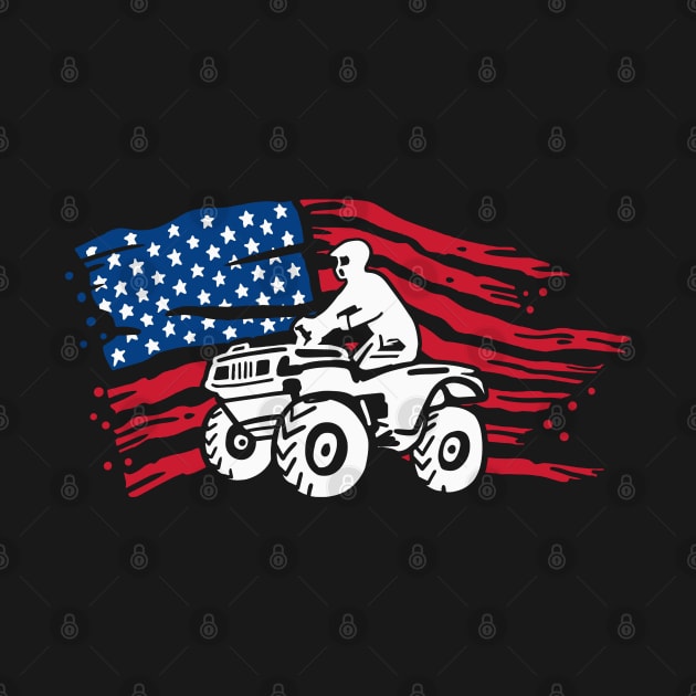 ATV / FOUR WHEELING: ATV Four Quad Biker American Flag by woormle