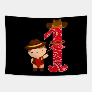 Kids 1st Birthday One Year Old Baby Cowboy Party Western Rodeo Tapestry