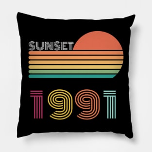 Sunset Retro Vintage 1991 Pillow