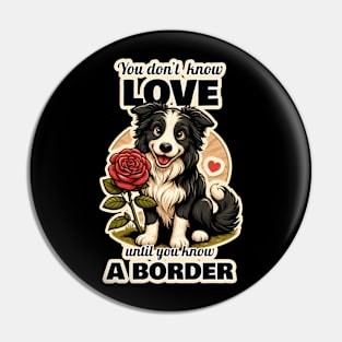 Border Collie Valentine's day Pin