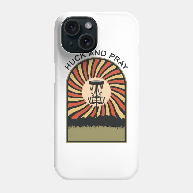 Huck and Pray | Disc Golf Vintage Retro Arch Mountains Phone Case by KlehmInTime