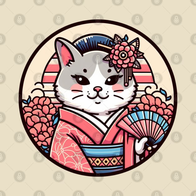 Japanese cat Kimono meow by Japanese Fever