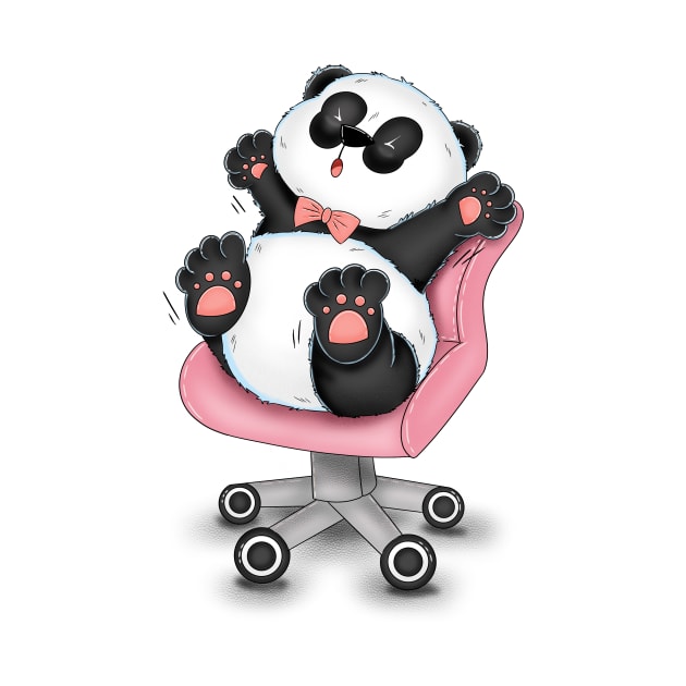 Cute Panda On Working Chair by Athikan