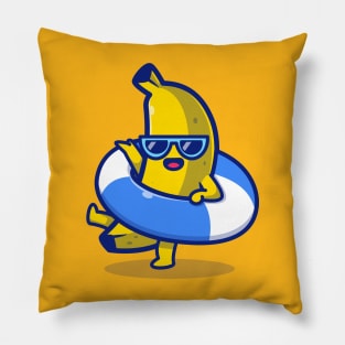 Cute Banana Wearing Balloon Cartoon Pillow