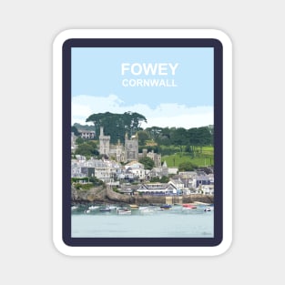 Fowey Cornwall. Cornish gift Kernow Travel location poster, St Austell Magnet