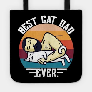 Best Cat Dad Ever Vintage Man Hug Cat Tote