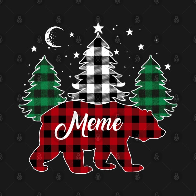 Meme Bear Buffalo Red Plaid Matching Family Christmas by Marang