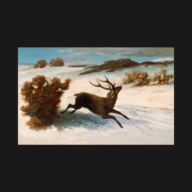 Deer Running in the Snow by Gustave Courbet by Classic Art Stall