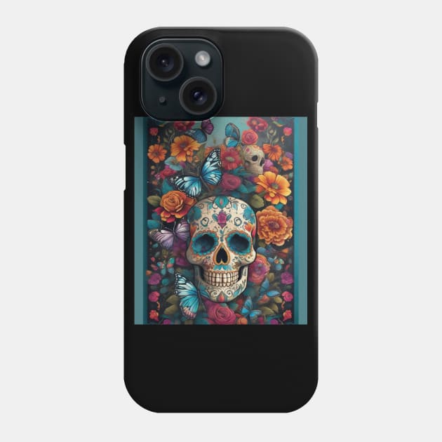 Dazzling Sugar Skull Art: Day of the Dead Delight Phone Case by ImaginativeInkPOD