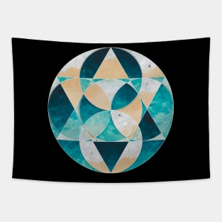 Geometric collage of beach oil painting Tapestry