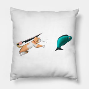 Gato y pez Pillow