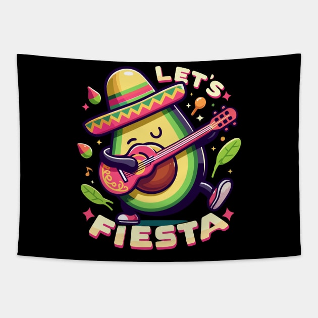 Let's Fiesta Avocado Funny Cinco De Mayo célébration Tapestry by retroparks