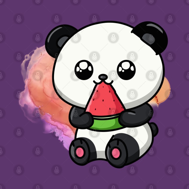 Cute Panda Eat Watermelon - Adorable Panda - Kawaii Panda by Suga Collection