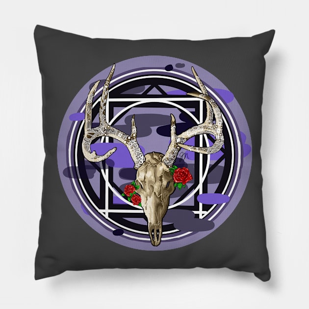 Antlers and Roses Pillow by jjaderr
