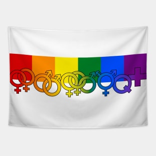 LGBTQ+ Rainbow Symbols Tapestry