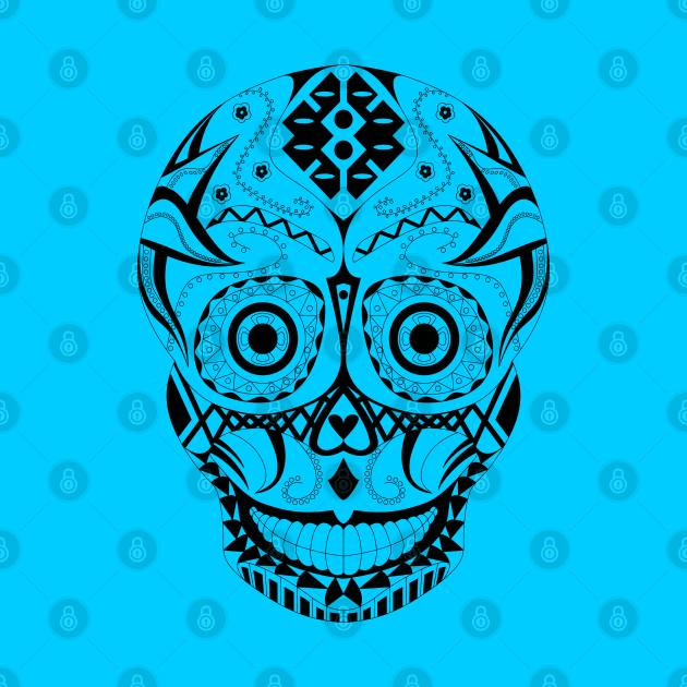 black sugar skull with a pattern smile ecopop by jorge_lebeau