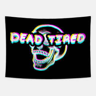 Dead Tired Glitchy Skull Tapestry