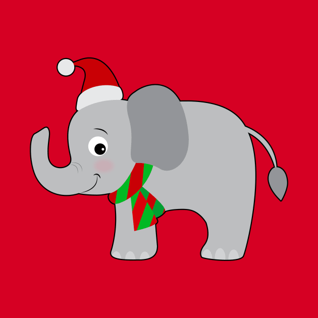 Cute Christmas Elephant by PenguinCornerStore