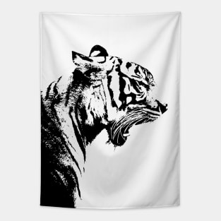 white Tiger #2 B&W Tapestry