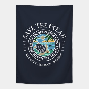 Save The Ocean Keep The Sea Plastic Free Turtle Tapestry