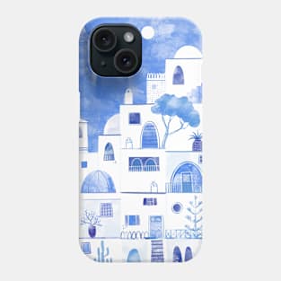 Santorini Oia Greek Island Watercolor Phone Case