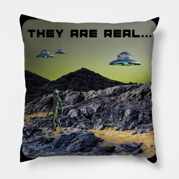 UFO's and Aliens - They are real... Pillow by The Black Panther