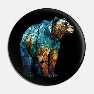 Grizzly Bear Animal Portrait Stained Glass Wildlife Outdoors Adventure Pin