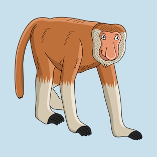 Funny proboscis monkey cartoon illustration T-Shirt