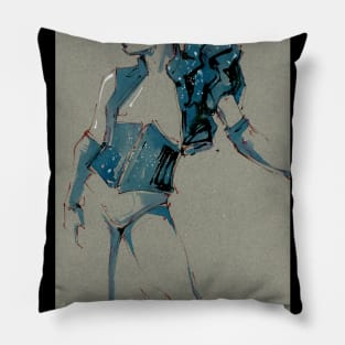 Tillie Dies Fashion Illustration Pillow