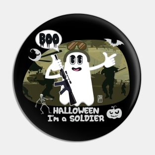 BOO Soldier dressed as a GHOST - Ghost cute Halloween Pin