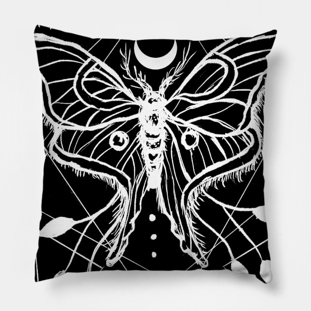 Lunar Moth, Crystals, Sacred Geometry, Witchy, Punk, Goth Pillow by LunaElizabeth