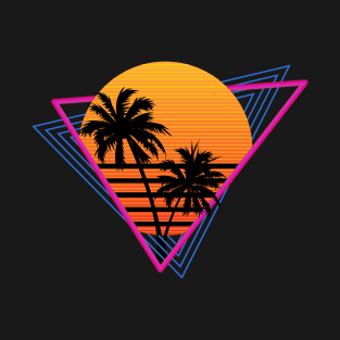 Retro Synthwave Inspired 80s Triangle Design T-Shirt