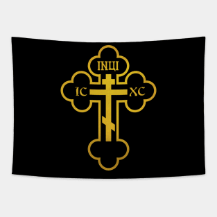 Russian Greek Byzantine Golden Orthodox Cross Crucifix Tapestry