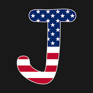 Letter J Capital Alphabet J American Flag T-Shirt