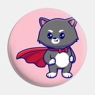 Cute Cat Superhero Cartoon Pin