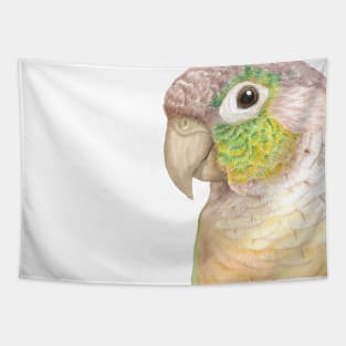 Watercolor green-cheeked parakeet portrait Tapestry