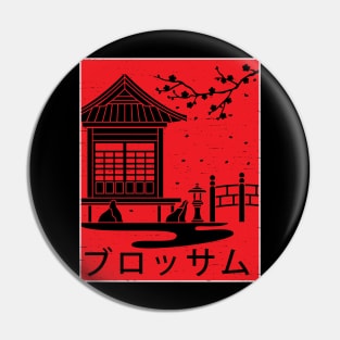 Japanese nature in red and black design Pin