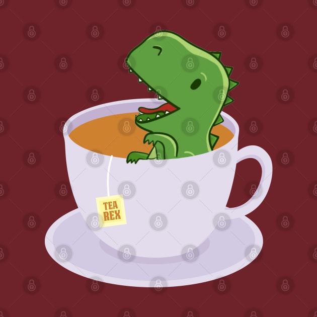 Tea Rex Funny Dinosaur by balibeachart