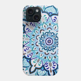 Gold Silver Blue Mandala Phone Case