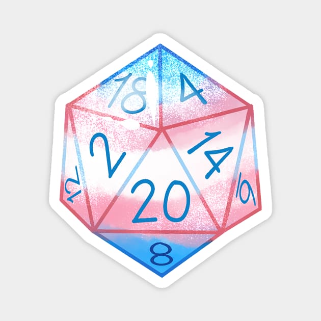 Trans Pride D20 Dice Magnet by theoneKierce