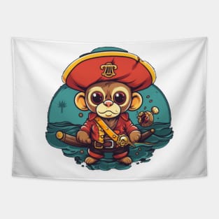 Captain Pirate Ape On The Sea Art Tapestry